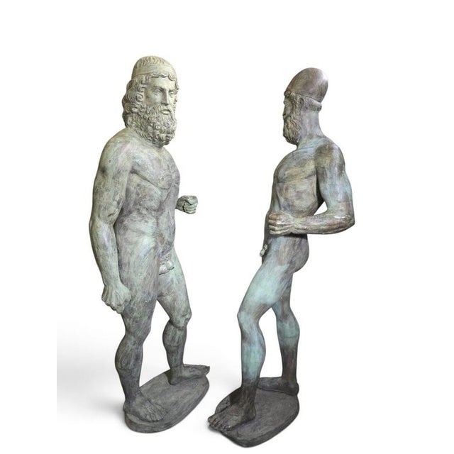 Metal Sculptures of the Riace Warriors in Bronzes, Set of 2 For Sale - Image 7 of 11