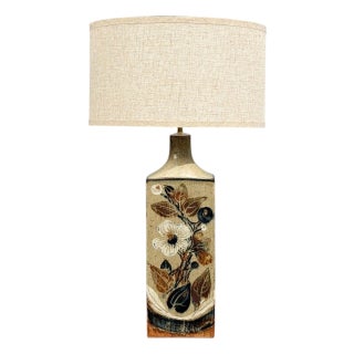 Ursula Printz, Large Table Lamp, Brown Stoneware, Denmark, 1960s For Sale