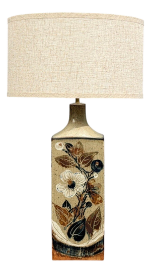 Ursula Printz, Large Table Lamp, Brown Stoneware, Denmark, 1960s