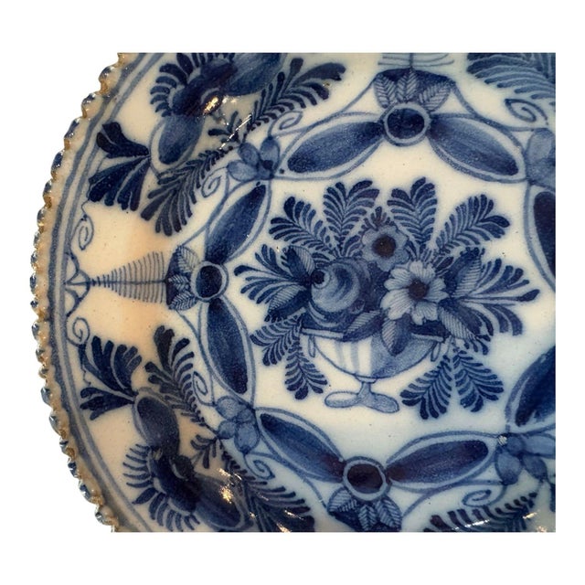 Blue 18th Century Ribbed Edge Cobalt Blue Delft Tin GLaze For Sale - Image 8 of 8