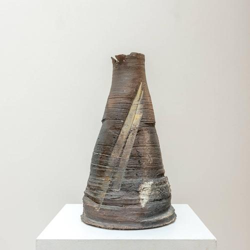 Large Ceramic Hand formed Sculptural Vessel The piece is laden with decorative slips, glazes, lustres and enamel and a...