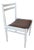 Vintage Dining Chair in White Beech Wood and Brown Leather Look Seat, 1970s For Sale
