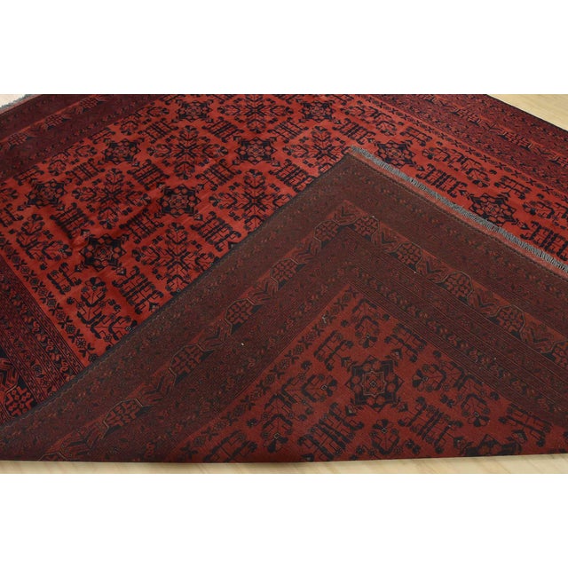 Turkmen Rug 10′ X 12’9” Red Wool Traditional Hand-Knotted Oriental Carpet For Sale - Image 13 of 14