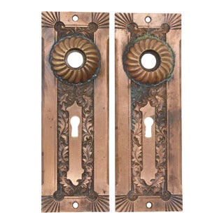 Pair of 1890s 7.25 In. Corbin Bronze Fanciful Beast Door Back Plates For Sale
