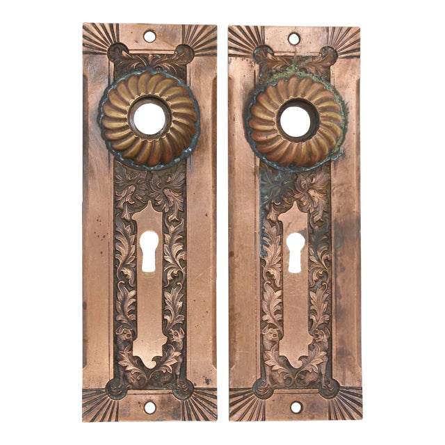 Pair of 1890s 7.25 In. Corbin Bronze Fanciful Beast Door Back Plates For Sale