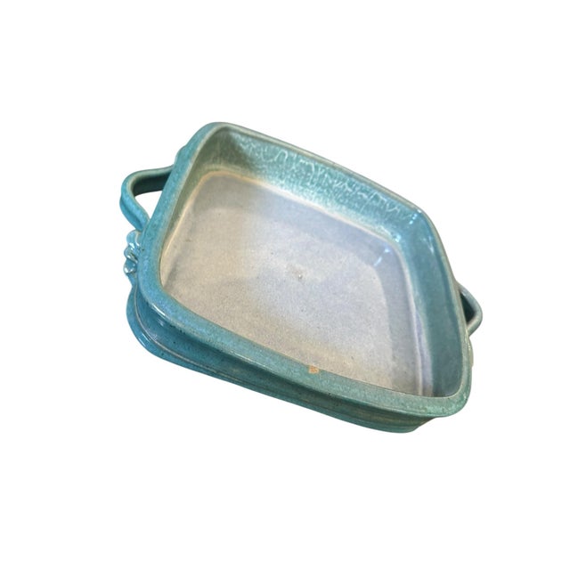 1970s Handmade Pottery Sculpture—a Square Bowl Design With Handles, Signed by Artist For Sale - Image 4 of 9