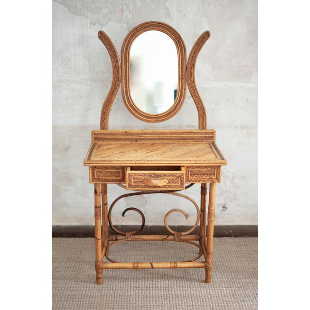 “Antille” series dressing table – Vivai del Sud – designed by Purini and Mariani – 1980s Structure crafted in natural...