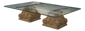 Vintage Stone and Glass Capital Coffee Table, 1960s