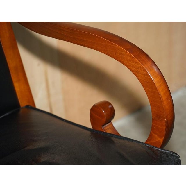 Black Leather and Cherrywood Grange Paris Captain's Chair from Harrods London For Sale - Image 10 of 18