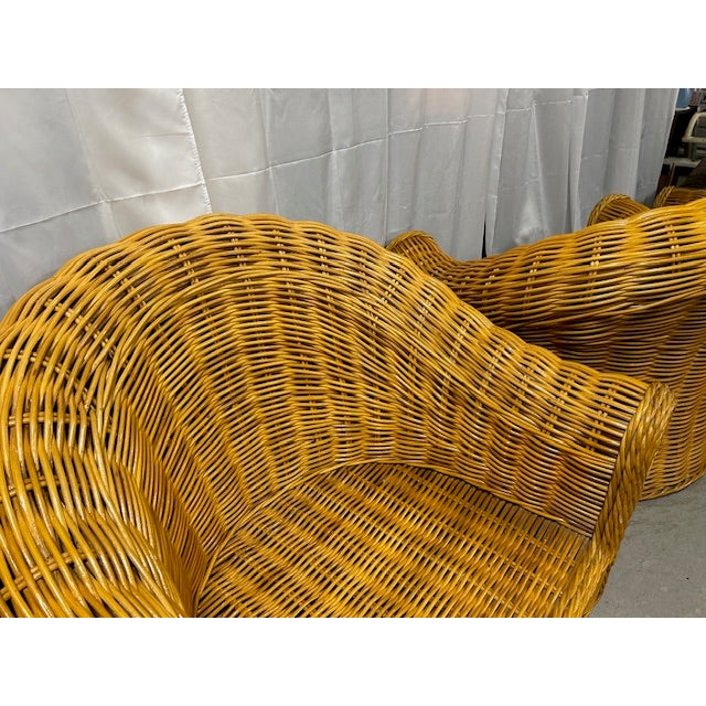 Vintage Rattan Wicker Club Chairs, a Pair For Sale - Image 11 of 17