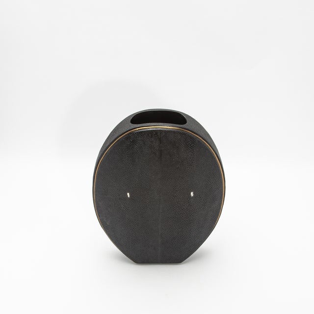 R & Y Augousti Shagreen Vase With Brass Details by R&y Augousti For Sale - Image 4 of 8