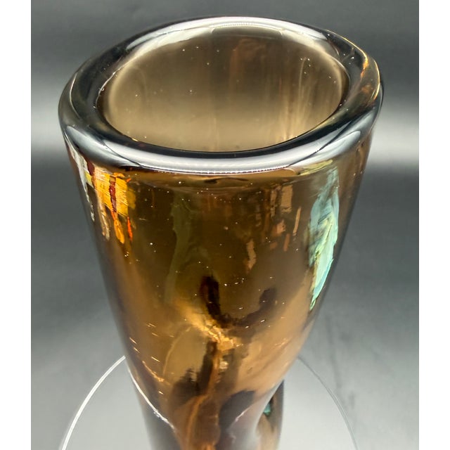 Vintage Venini Forati Vase by Fulvio Bianconi, Amber Murano Glass, Italian Mid Century Modern Art Glass, Circa 1951 For Sale - Image 17 of 18