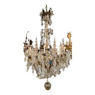 French Bronze and Crystal Cathedral Chandelier For Sale