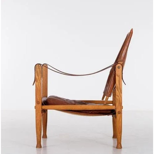 Animal Skin Leather Safari Chair attributed to Kaare Klint, 1960s For Sale - Image 7 of 10