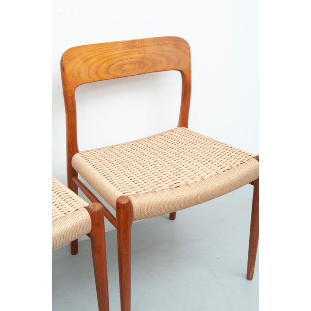 1950s Vintage Model 75 Dining Chairs in Teak by Niels Otto Møller for J. L. Møller Møbelfabrik, 1950s, Set of 4 For Sale - Image 5 of 10