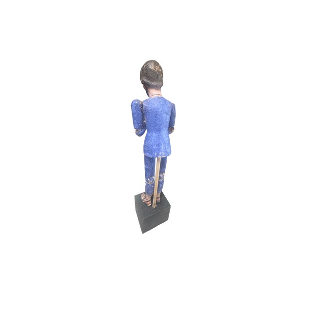 Santo Figure in Blue Paint, C. 1800's Spain For Sale - Image 9 of 9