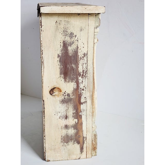 1980s Vintage Primitive Farmhouse Style Distressed Finish Cabinet For Sale - Image 5 of 15