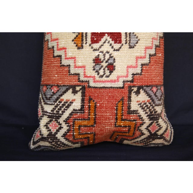 Boho Chic Decorative Turkish Oushak Rug Pillow – Vintage Lumbar Textile Cushion -19'' X 31'' For Sale - Image 3 of 13