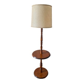 George B. Bent Mid 20th Century Wooden Floor Lamp With Table For Sale