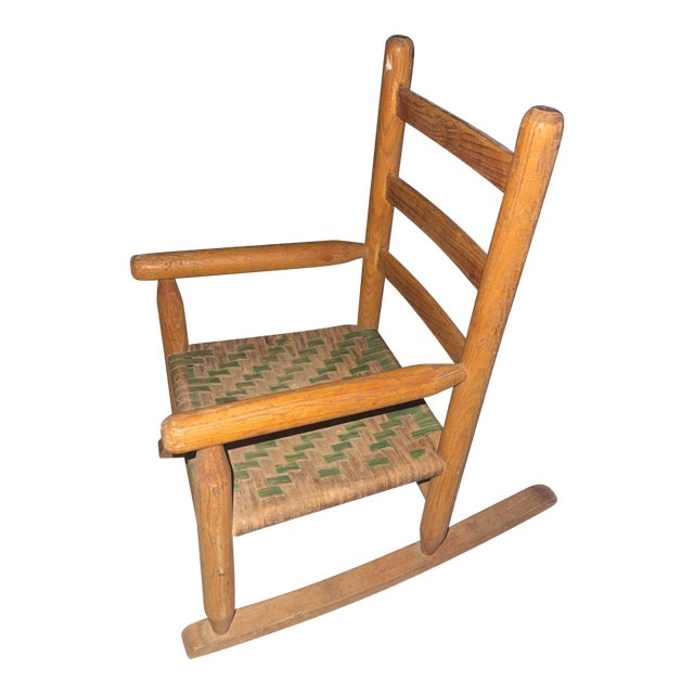 Antique Child’s Rocking Chair c.1905–1925 – Wolcott Mfg. Co., Indiana – Original Paint & Maker’s Stamp For Sale