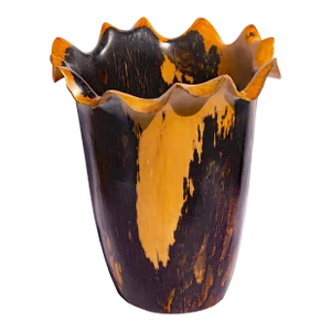 Cocobolo Wood Carved Vase Mid Century Modern