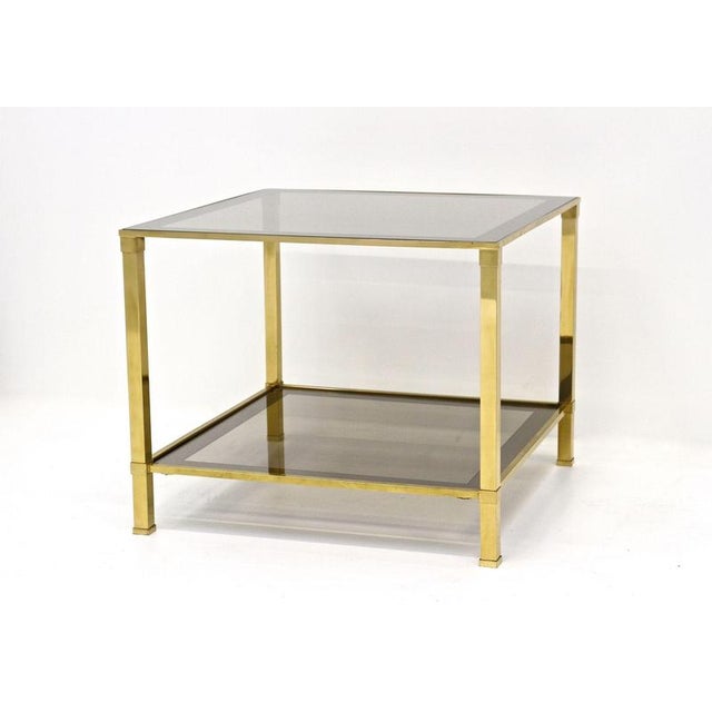 Late Mid-Century Regency Brass Side Table in Smoked Glass, Italy, 1970 For Sale - Image 13 of 18