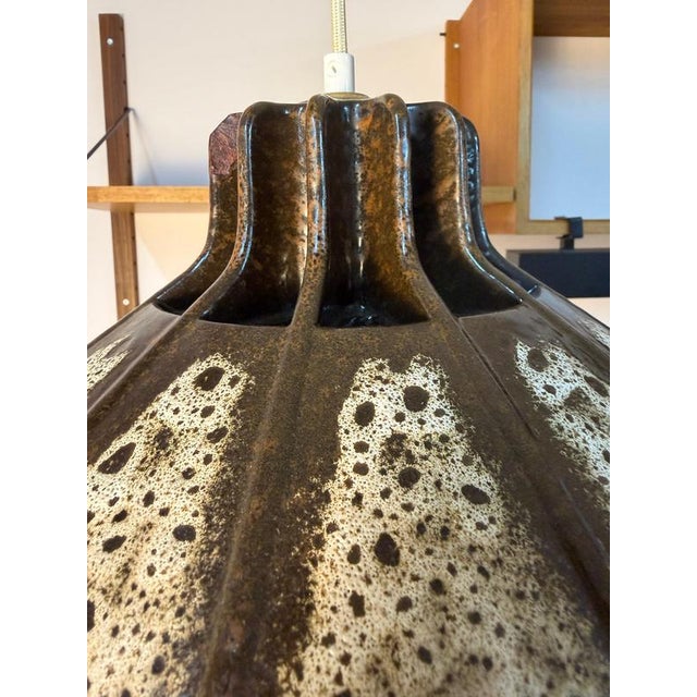 Brown and Grey Ceramic Pendant Lamp, West Germany For Sale - Image 10 of 11