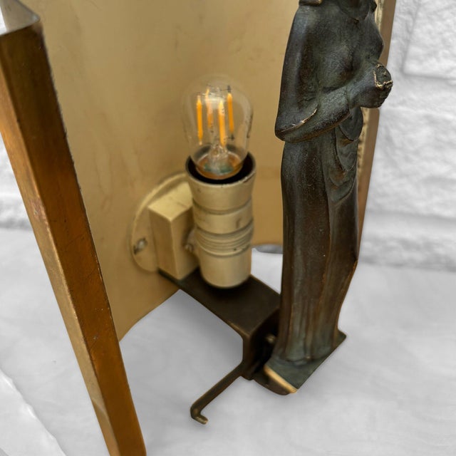 Swedish Modern Virgin Mary Wall Lamp in Brass and Frosted Glass, 1930s For Sale - Image 12 of 14