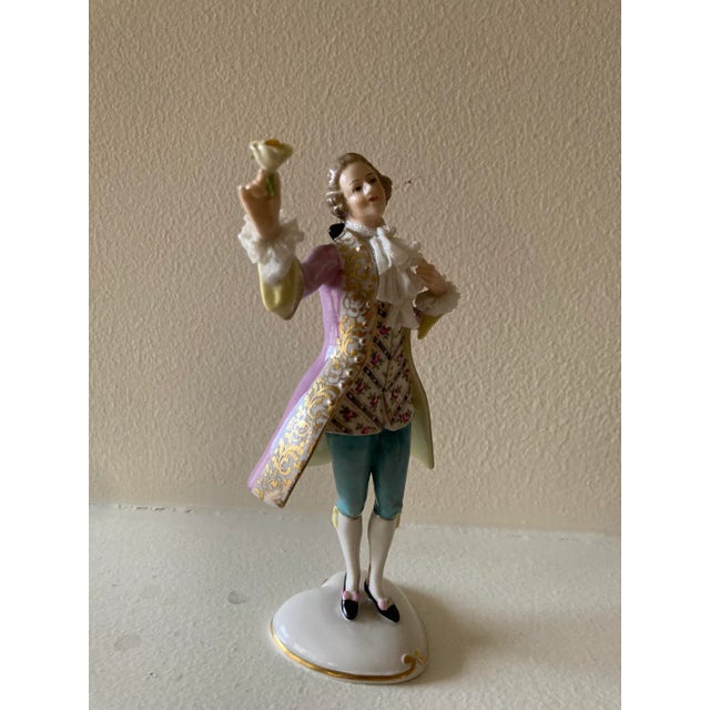 Rococo Mid 20th Century Volckstedt Male Porcelain Figurine For Sale - Image 3 of 7
