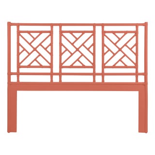 David Francis Furniture for Chairish Chippendale Headboard Queen, Baked Terra Cotta For Sale
