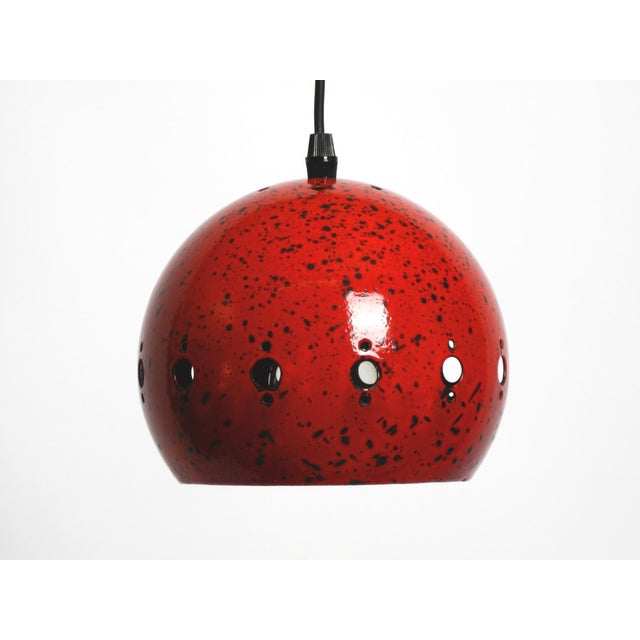 Small Mid-Century Modern Red and Black Enameled Pendant Lamp, 1960s For Sale - Image 15 of 18