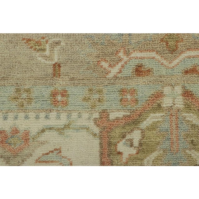 Traditional Rug & Kilim’s Oushak Style Rug in Beige and Green With Floral Patterns For Sale - Image 3 of 8