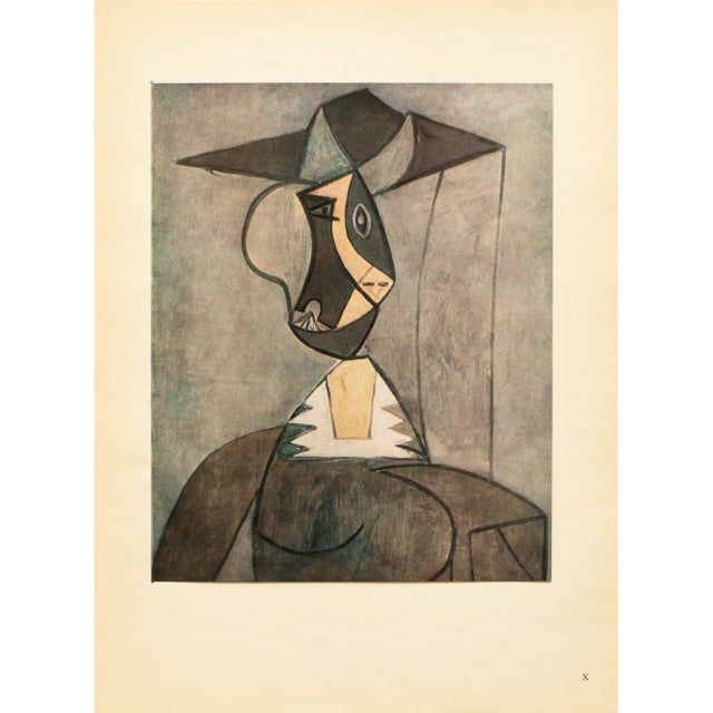 1946 After Pablo Picasso "Woman in a Hat", Second Edition Period Parisian Offset Lithograph For Sale