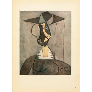 1946 After Pablo Picasso "Woman in a Hat", Second Edition Period Parisian Offset Lithograph