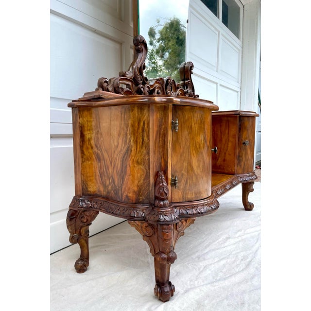Antique Italian Burled Wood Vanity Dressing Table With Mirror For Sale - Image 9 of 11