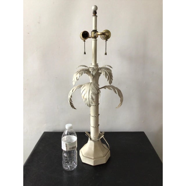 1960s tole palm tree lamp. Good Wear consistent with age and use. Height is to top of socket. Lamp needs rewiring.