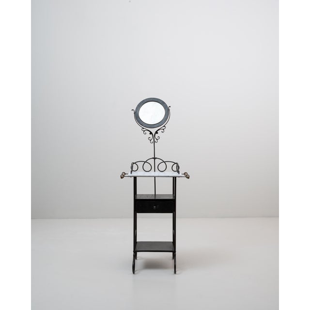 1900s French Metal Vanity With Marble Top and Mirror For Sale - Image 17 of 18