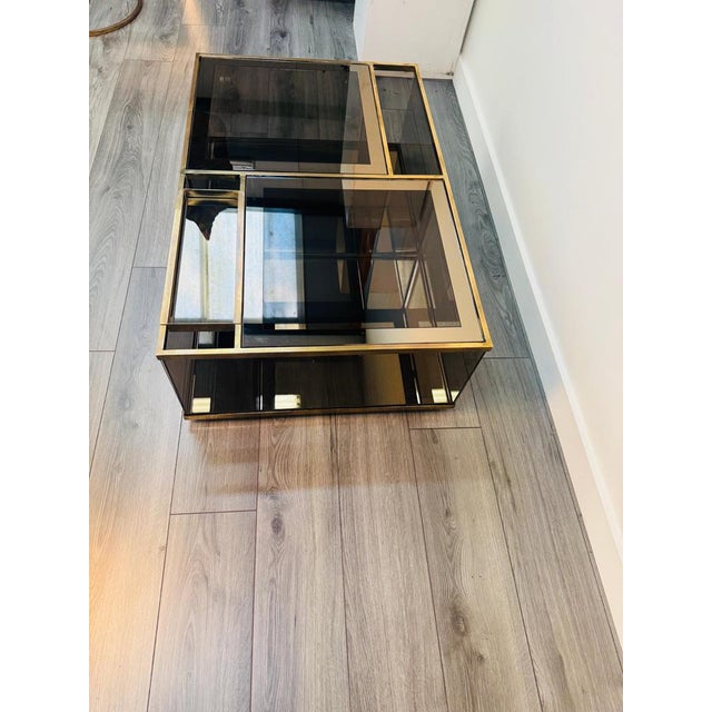 Gold Vintage Cocktail Coffee Table in Brass and Glass, 1970s For Sale - Image 8 of 11