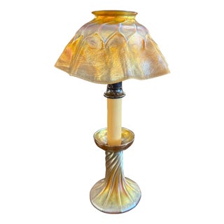 Early 20th Century. Louis Comfort Tiffany Favrile Glass Candle Lamp For Sale