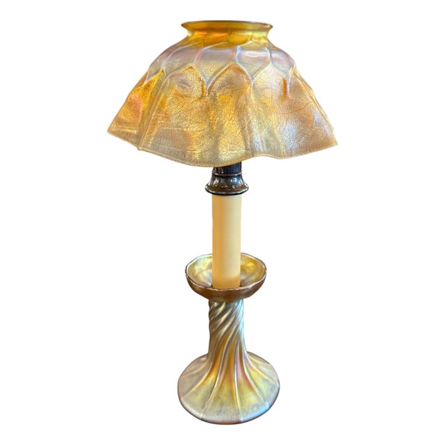 Early 20th Century. Louis Comfort Tiffany Favrile Glass Candle Lamp For Sale