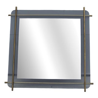 Square Mirror in Tubular Brass from Zevi, 1970s For Sale