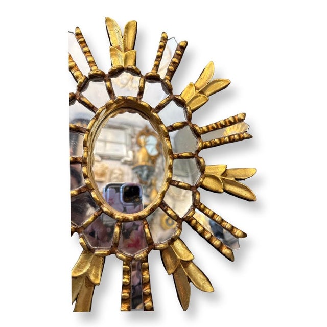 Italian Vintage Italian Sunburn Mirror For Sale - Image 3 of 5