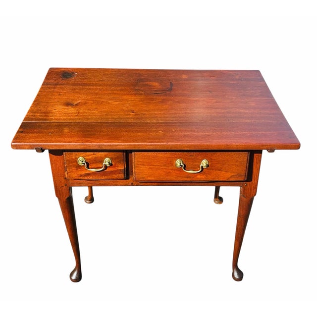 Wood Antique Queen Anne Pennsylvania Walnut Two Drawer Diminutive Tavern Table Rare For Sale - Image 7 of 12
