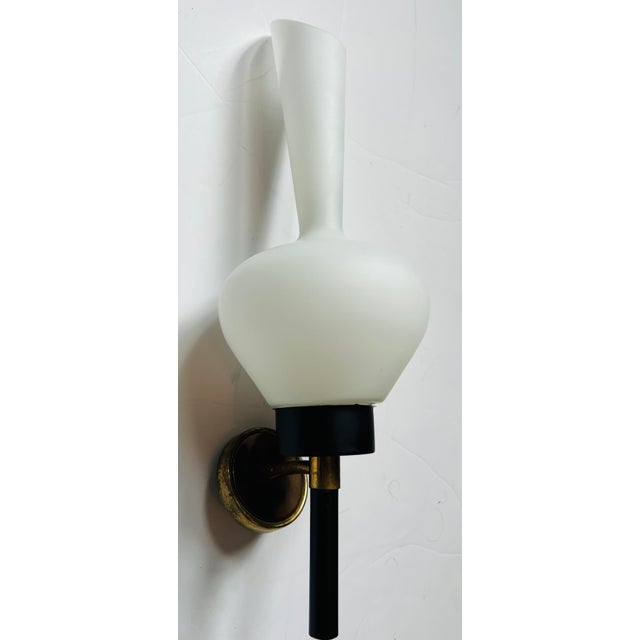 Large Grand Pair of French 1950s Mid Century Wall Lamps For Sale - Image 9 of 12