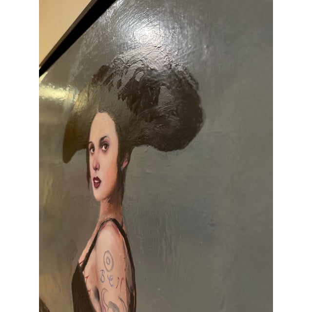 Black Alfredo Palmero "Menina Negra" Contemporary Figurative Oil Painting on Canvas For Sale - Image 8 of 9