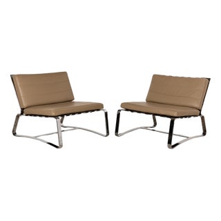 Set of Vintage Delaunay Leather Chairs by Minotti For Sale