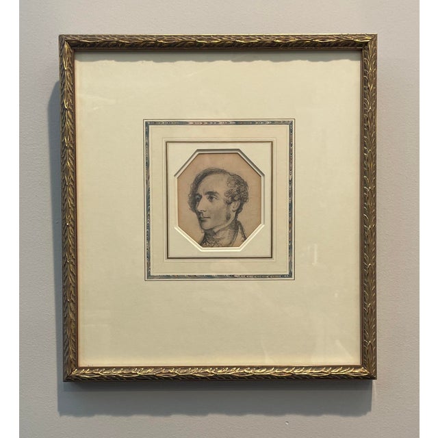 Pair of Framed 1820s English Portrait Drawings of Men For Sale - Image 6 of 11