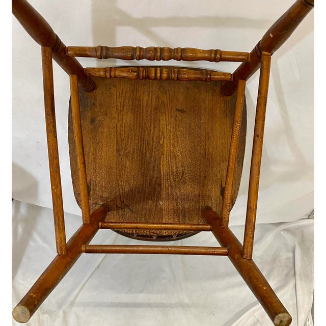 Antique Pair of Early American Oak Windsor Dining Chairs Circa 1880