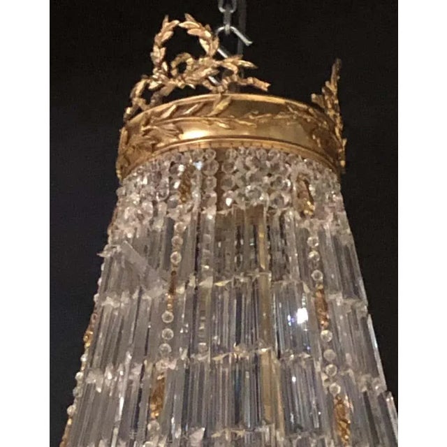 Mid 20th Century Pair of Palatial Bronze and Crystal Swag Design Louis XVI Style Chandeliers For Sale - Image 5 of 13