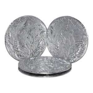 1990s Wilton Armetale Holloware Pewter Grape Pattern Serving Plates #353784- Set of 4